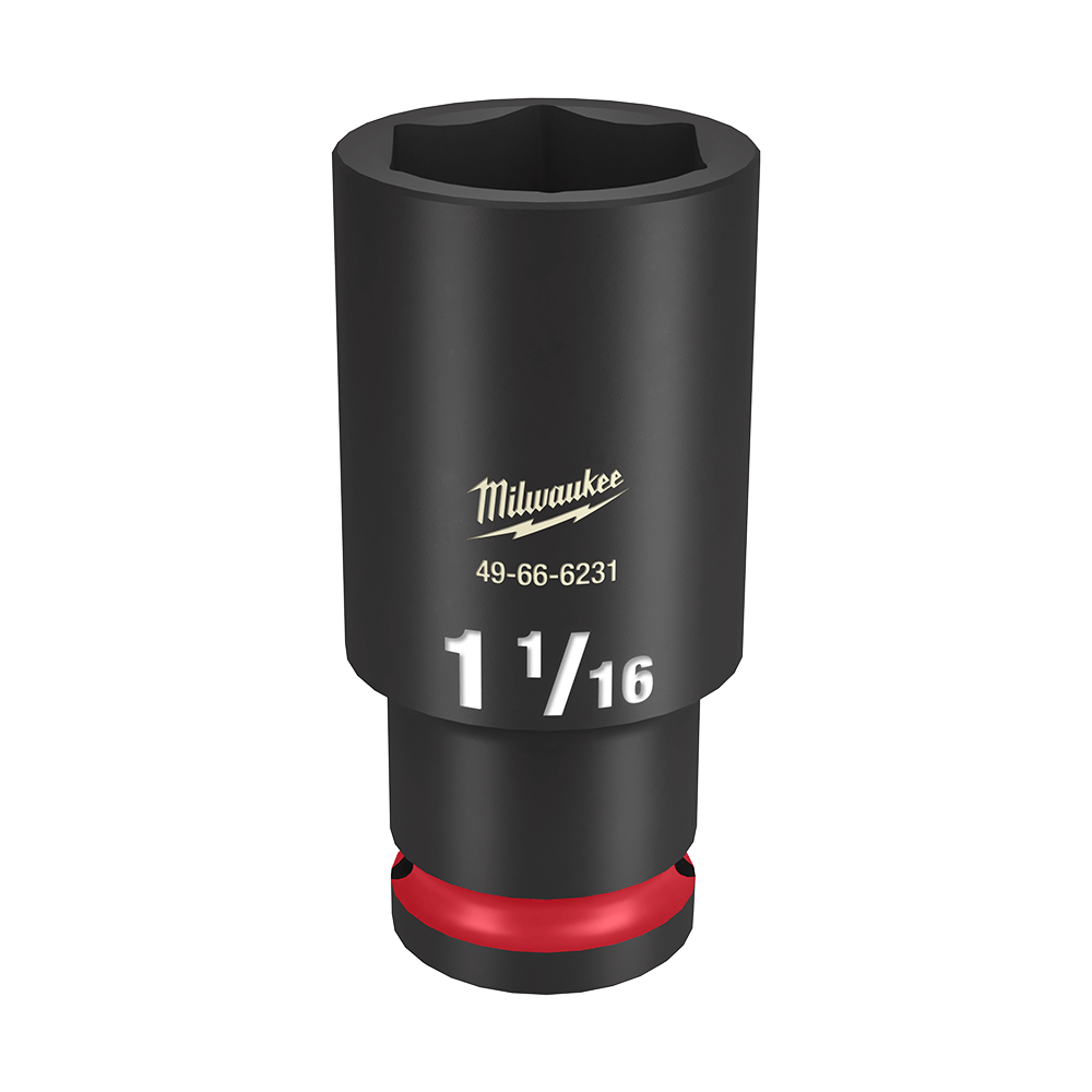 Milwaukee SHOCKWAVE™ 1/2" Drive 1-1/16" Deep 6 Point Impact Socket - 49666231 - Available at Power Tool Specialists, Carlton, Victoria, Australia.
