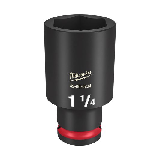 Milwaukee SHOCKWAVE™ 1/2" Drive 1-1/4" Deep 6 Point Impact Socket - 49666234 - Available at Power Tool Specialists, Carlton, Victoria, Australia.