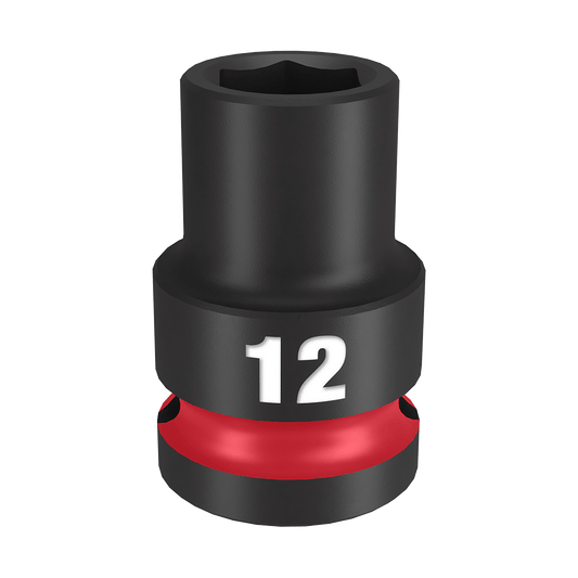 Milwaukee SHOCKWAVE™ 1/2" Drive 12mm Standard 6 Point Impact Socket - 49666244 - Available at Power Tool Specialists, Carlton, Victoria, Australia.
