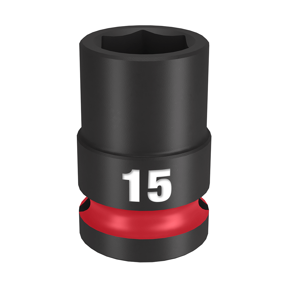 Milwaukee SHOCKWAVE™ 1/2" Drive 15mm Standard 6 Point Impact Socket - 49666247 - Available at Power Tool Specialists, Carlton, Victoria, Australia.