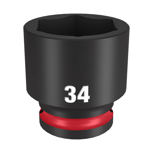 Milwaukee SHOCKWAVE™ 1/2" Drive 34mm Standard 6 Point Impact Socket - 49666266 - Available at Power Tool Specialists, Carlton, Victoria, Australia.