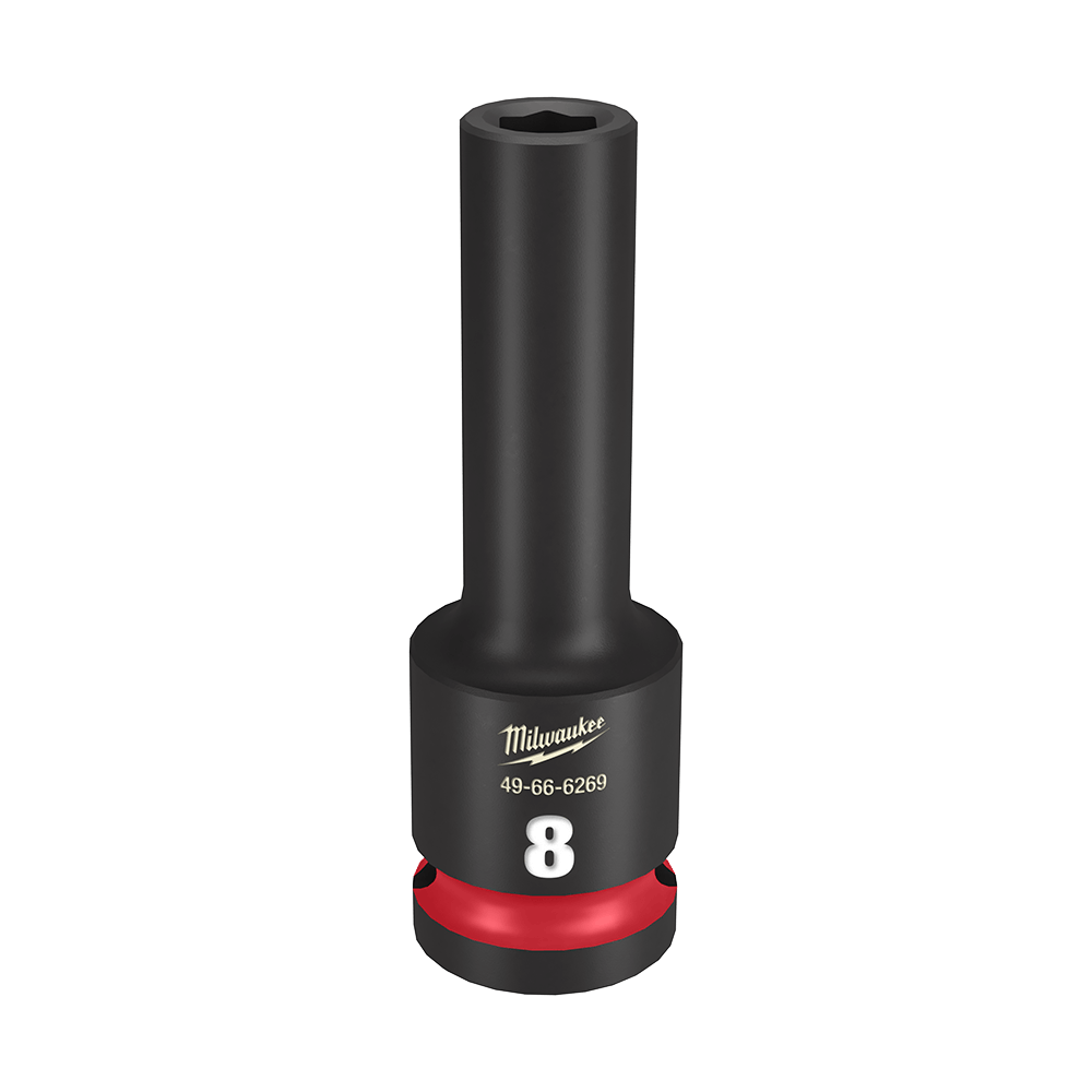 Milwaukee SHOCKWAVE™ 1/2" Drive 8mm Deep 6 Point Impact Socket - 49666269 - Available at Power Tool Specialists, Carlton, Victoria, Australia.