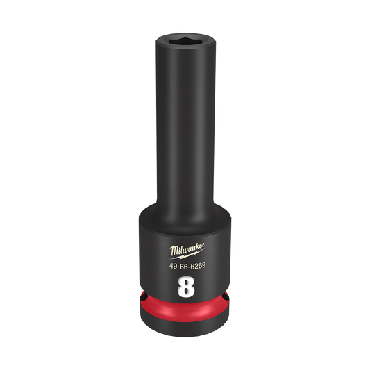 Milwaukee SHOCKWAVE™ 1/2" Drive 8mm Deep 6 Point Impact Socket - 49666269 - Available at Power Tool Specialists, Carlton, Victoria, Australia.