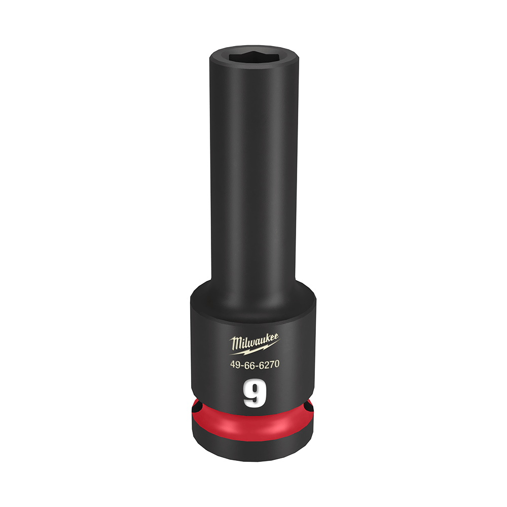 Milwaukee SHOCKWAVE™ 1/2" Drive 9mm Deep 6 Point Impact Socket - 49666270 - Available at Power Tool Specialists, Carlton, Victoria, Australia.