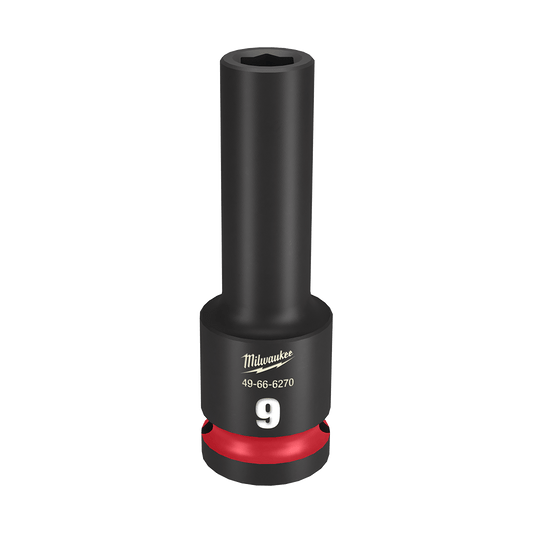 Milwaukee SHOCKWAVE™ 1/2" Drive 9mm Deep 6 Point Impact Socket - 49666270 - Available at Power Tool Specialists, Carlton, Victoria, Australia.