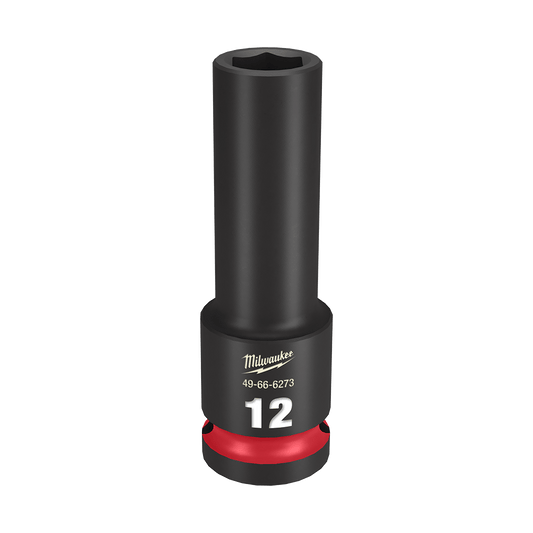 Milwaukee SHOCKWAVE™ 1/2" Drive 12mm Deep 6 Point Impact Socket - 49666273 - Available at Power Tool Specialists, Carlton, Victoria, Australia.