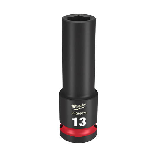 Milwaukee SHOCKWAVE™ 1/2" Drive 13mm Deep 6 Point Impact Socket - 49666274 - Available at Power Tool Specialists, Carlton, Victoria, Australia.