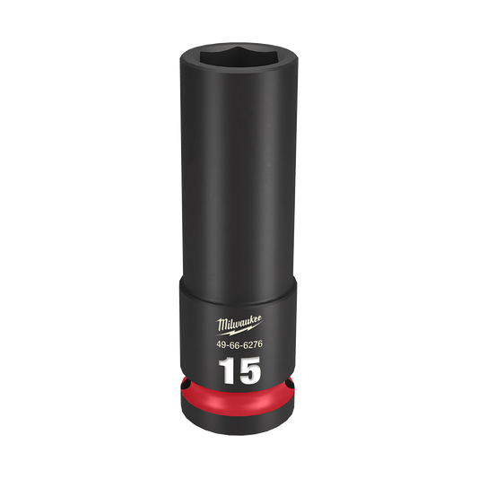 Milwaukee SHOCKWAVE™ 1/2" Drive 15mm Deep 6 Point Impact Socket - 49666276 - Available at Power Tool Specialists, Carlton, Victoria, Australia.