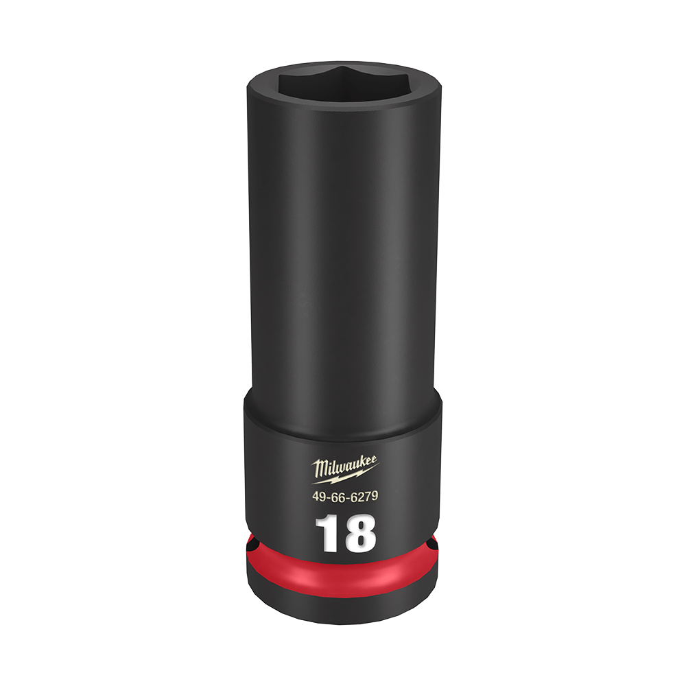 Milwaukee SHOCKWAVE™ 1/2" Drive 18mm Deep 6 Point Impact Socket - 49666279 - Available at Power Tool Specialists, Carlton, Victoria, Australia.