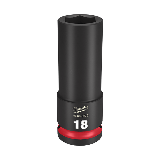 Milwaukee SHOCKWAVE™ 1/2" Drive 18mm Deep 6 Point Impact Socket - 49666279 - Available at Power Tool Specialists, Carlton, Victoria, Australia.