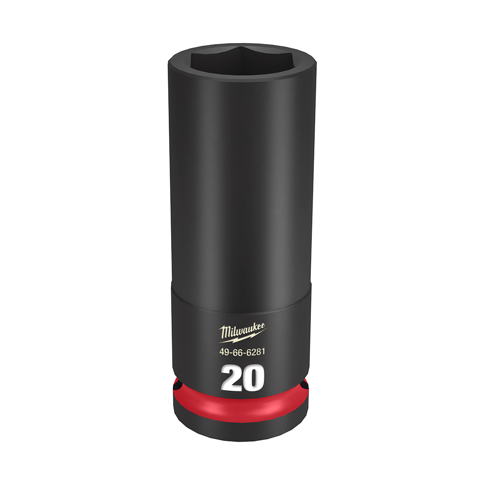 Milwaukee SHOCKWAVE™ 1/2" Drive 20mm Deep 6 Point Impact Socket - 49666281 - Available at Power Tool Specialists, Carlton, Victoria, Australia.