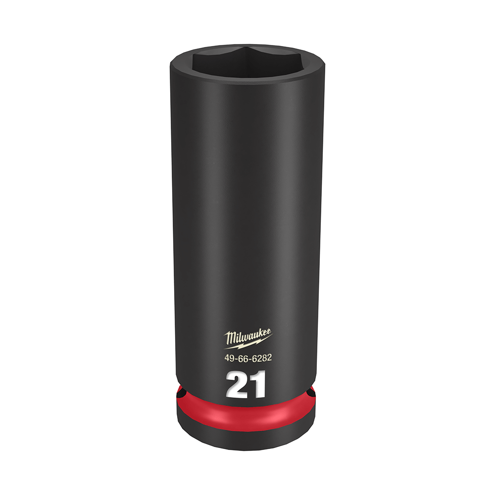 Milwaukee SHOCKWAVE™ 1/2" Drive 21mm Deep 6 Point Impact Socket - 49666282 - Available at Power Tool Specialists, Carlton, Victoria, Australia.