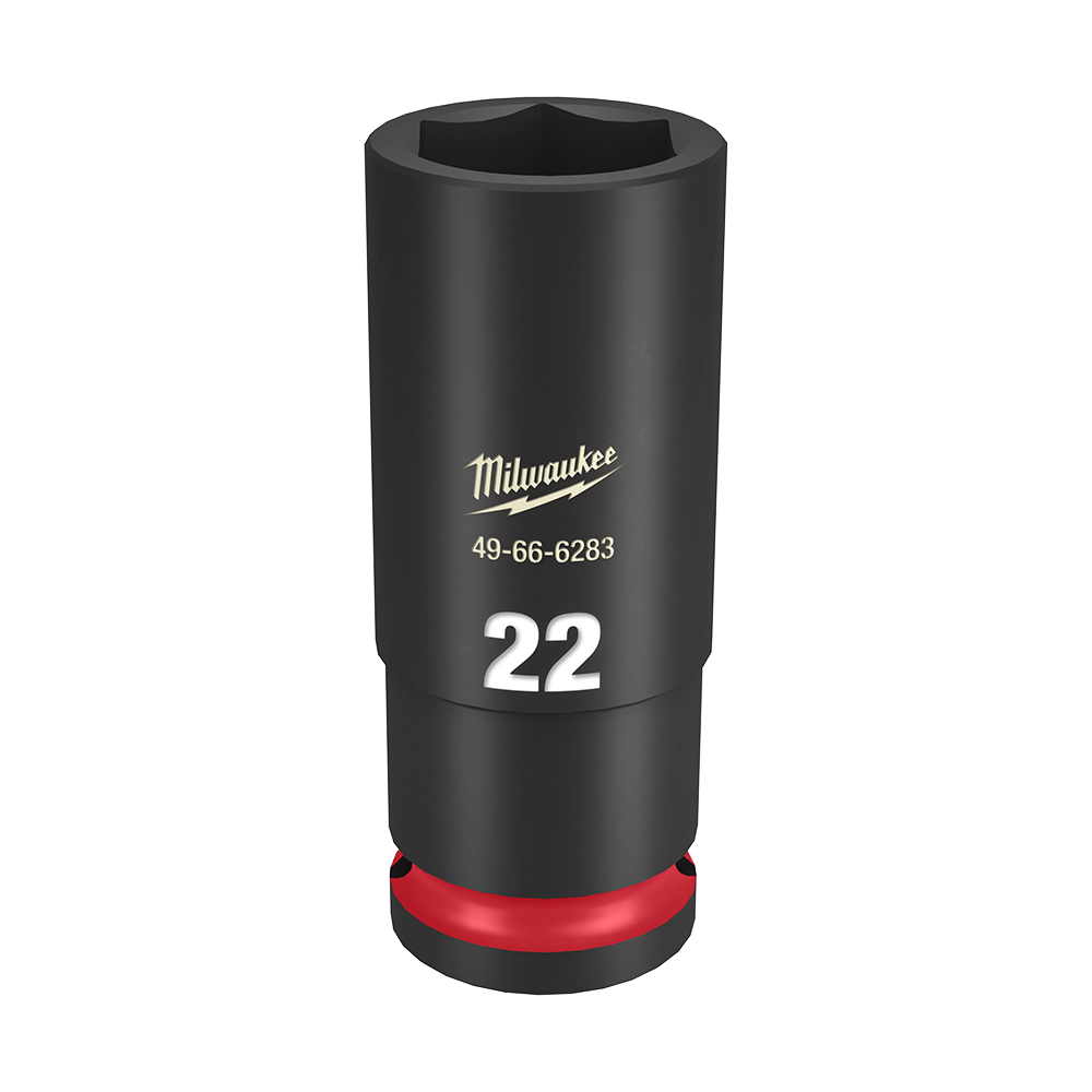 Milwaukee SHOCKWAVE™ 1/2" Drive 22mm Deep 6 Point Impact Socket - 49666283 - Available at Power Tool Specialists, Carlton, Victoria, Australia.