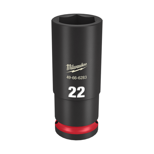 Milwaukee SHOCKWAVE™ 1/2" Drive 22mm Deep 6 Point Impact Socket - 49666283 - Available at Power Tool Specialists, Carlton, Victoria, Australia.