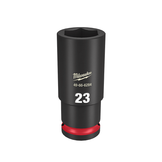 Milwaukee SHOCKWAVE™ 1/2" Drive 23mm Deep 6 Point Impact Socket - 49666284 - Available at Power Tool Specialists, Carlton, Victoria, Australia.