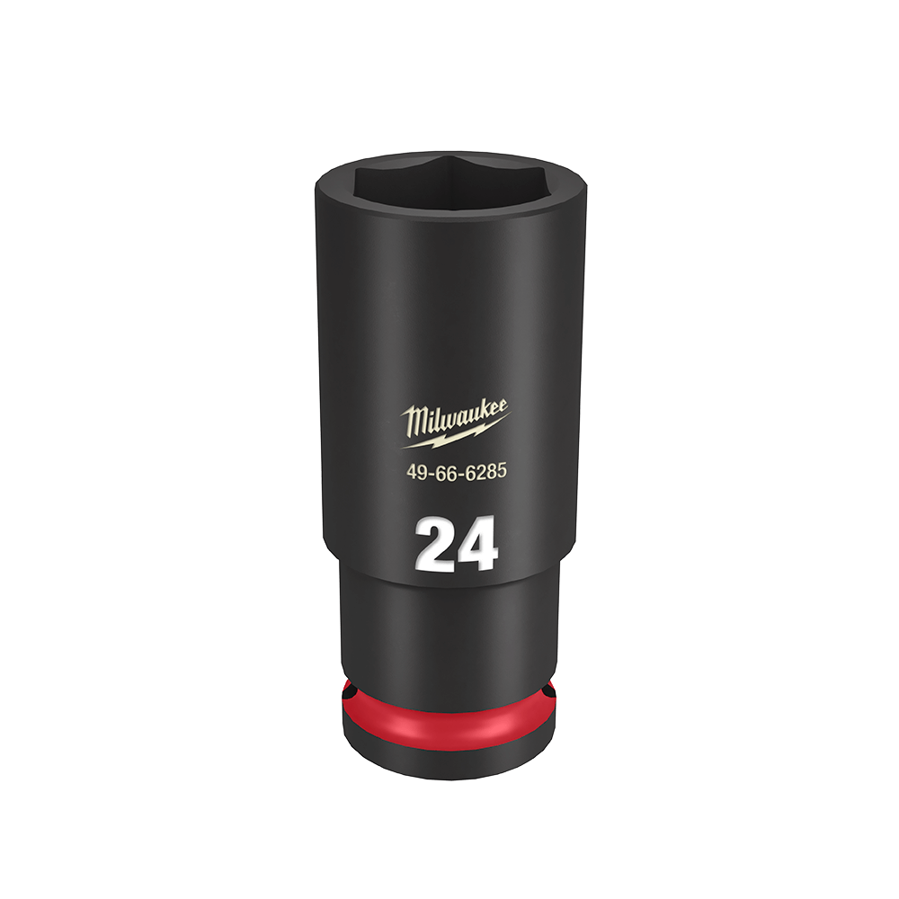 Milwaukee SHOCKWAVE™ 1/2" Drive 24mm Deep 6 Point Impact Socket - 49666285 - Available at Power Tool Specialists, Carlton, Victoria, Australia.