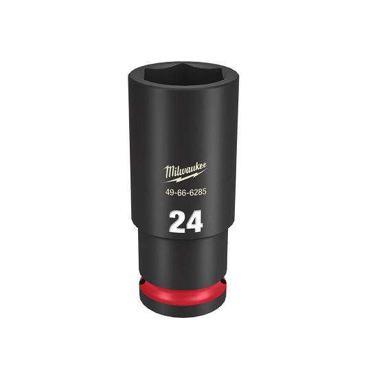 Milwaukee SHOCKWAVE™ 1/2" Drive 24mm Deep 6 Point Impact Socket - 49666285 - Available at Power Tool Specialists, Carlton, Victoria, Australia.