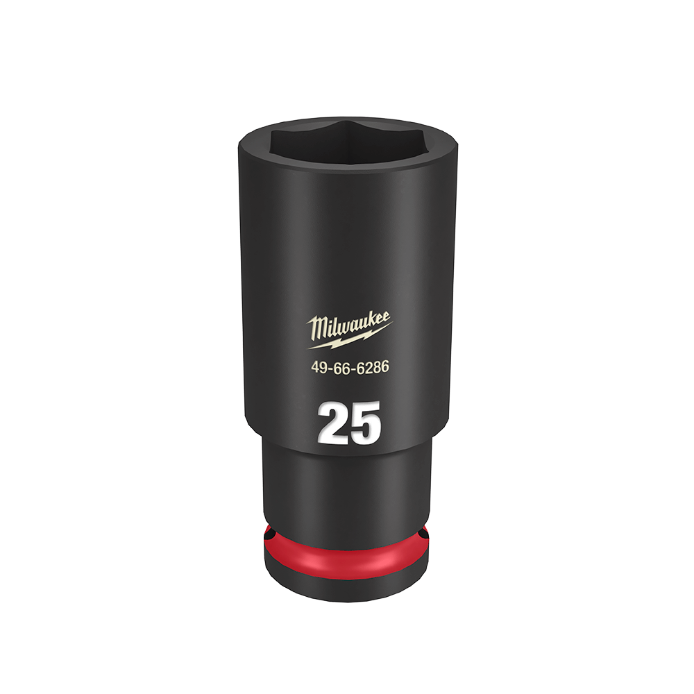 Milwaukee SHOCKWAVE™ 1/2" Drive 25mm Deep 6 Point Impact Socket - 49666286 - Available at Power Tool Specialists, Carlton, Victoria, Australia.