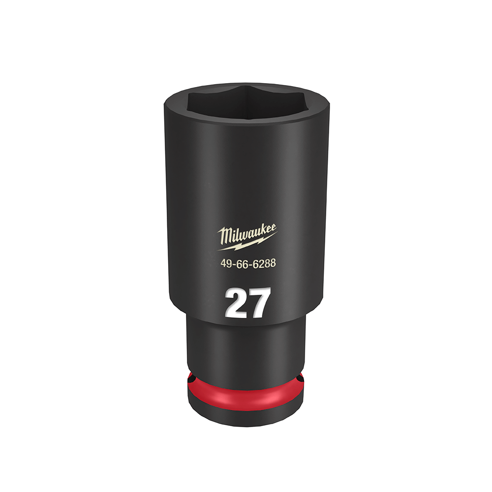Milwaukee SHOCKWAVE™ 1/2" Drive 27mm Deep 6 Point Impact Socket - 49666288 - Available at Power Tool Specialists, Carlton, Victoria, Australia.