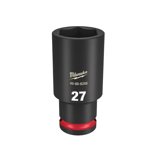 Milwaukee SHOCKWAVE™ 1/2" Drive 27mm Deep 6 Point Impact Socket - 49666288 - Available at Power Tool Specialists, Carlton, Victoria, Australia.