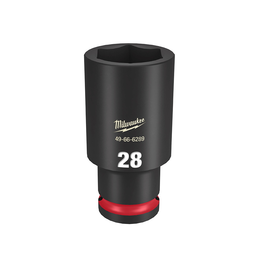 Milwaukee SHOCKWAVE™ 1/2" Drive 28mm Deep 6 Point Impact Socket - 49666289 - Available at Power Tool Specialists, Carlton, Victoria, Australia.