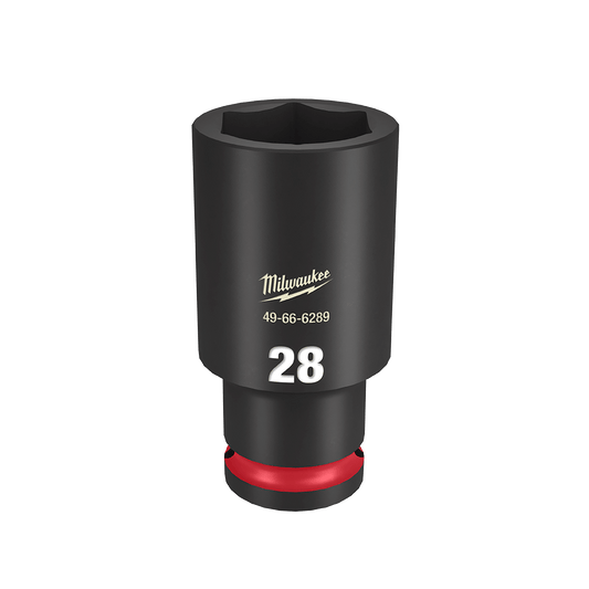 Milwaukee SHOCKWAVE™ 1/2" Drive 28mm Deep 6 Point Impact Socket - 49666289 - Available at Power Tool Specialists, Carlton, Victoria, Australia.