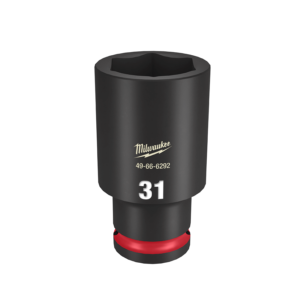 Milwaukee SHOCKWAVE™ 1/2" Drive 31mm Deep 6 Point Impact Socket - 49666292 - Available at Power Tool Specialists, Carlton, Victoria, Australia.
