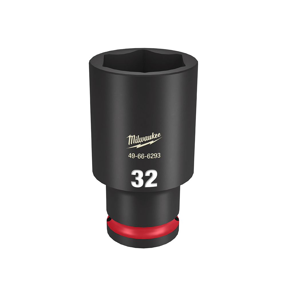 Milwaukee SHOCKWAVE™ 1/2" Drive 32mm Deep 6 Point Impact Socket - 49666293 - Available at Power Tool Specialists, Carlton, Victoria, Australia.