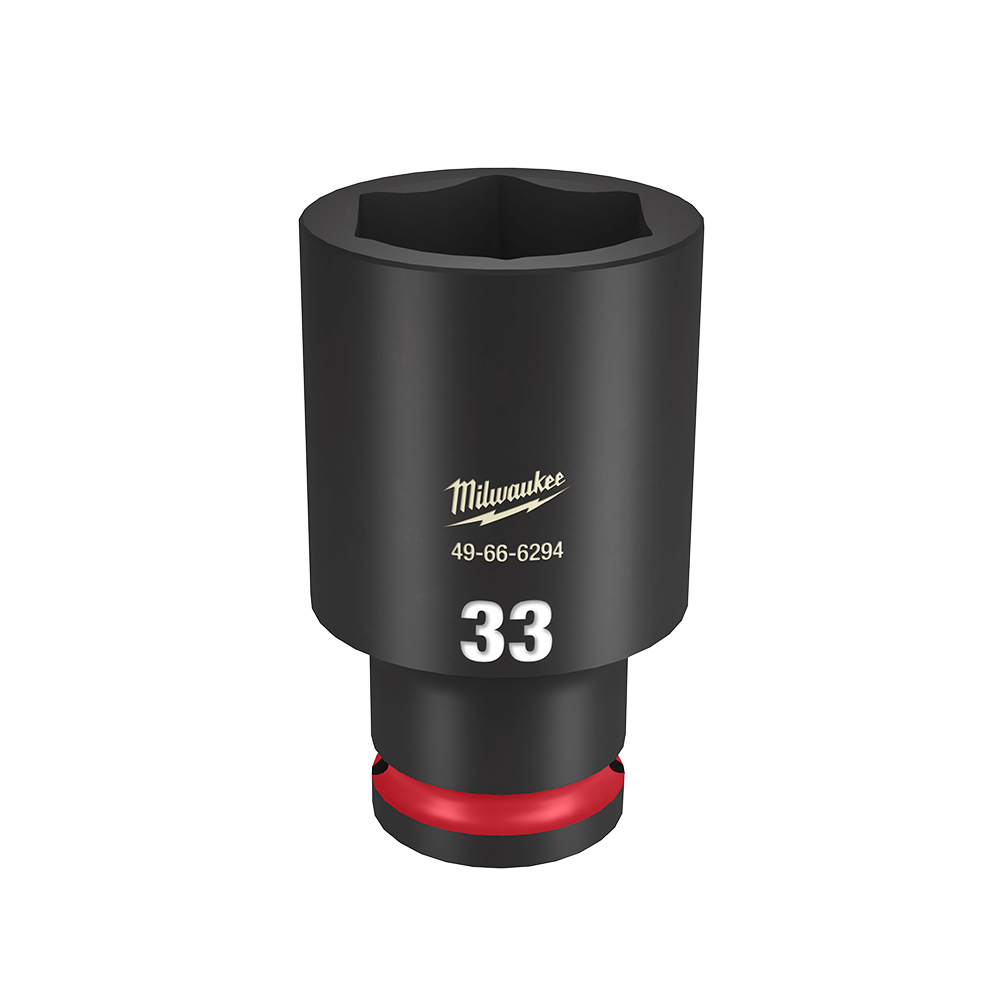Milwaukee SHOCKWAVE™ 1/2" Drive 33mm Deep 6 Point Impact Socket - 49666294 - Available at Power Tool Specialists, Carlton, Victoria, Australia.