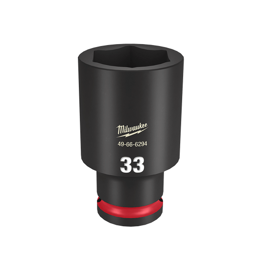 Milwaukee SHOCKWAVE™ 1/2" Drive 33mm Deep 6 Point Impact Socket - 49666294 - Available at Power Tool Specialists, Carlton, Victoria, Australia.