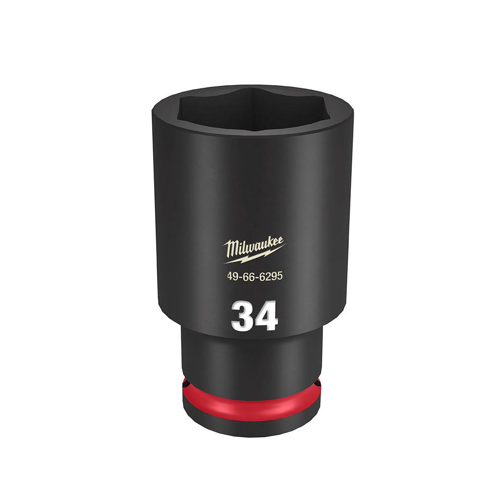 Milwaukee SHOCKWAVE™ 1/2" Drive 34mm Deep 6 Point Impact Socket - 49666295 - Available at Power Tool Specialists, Carlton, Victoria, Australia.