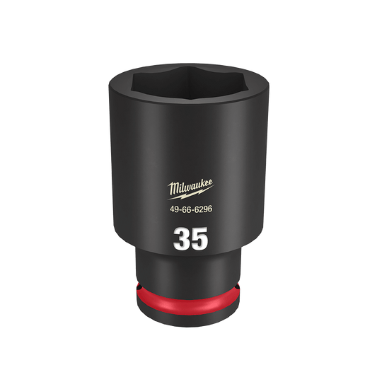 Milwaukee SHOCKWAVE™ 1/2" Drive 35mm Deep 6 Point Impact Socket - 49666296 - Available at Power Tool Specialists, Carlton, Victoria, Australia.