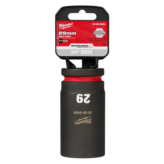 Milwaukee SHOCKWAVE™ 3/4" Drive 29mm Deep 6 Point Impact Socket - 49666404 - Available at Power Tool Specialists, Carlton, Victoria, Australia.