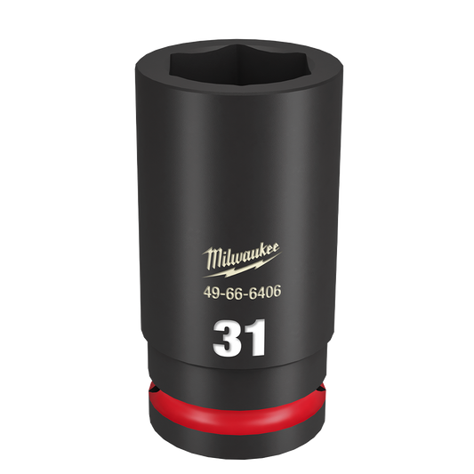 Milwaukee SHOCKWAVE™ 3/4" Drive 31mm Deep 6 Point Impact Socket - 49666406 - Available at Power Tool Specialists, Carlton, Victoria, Australia.