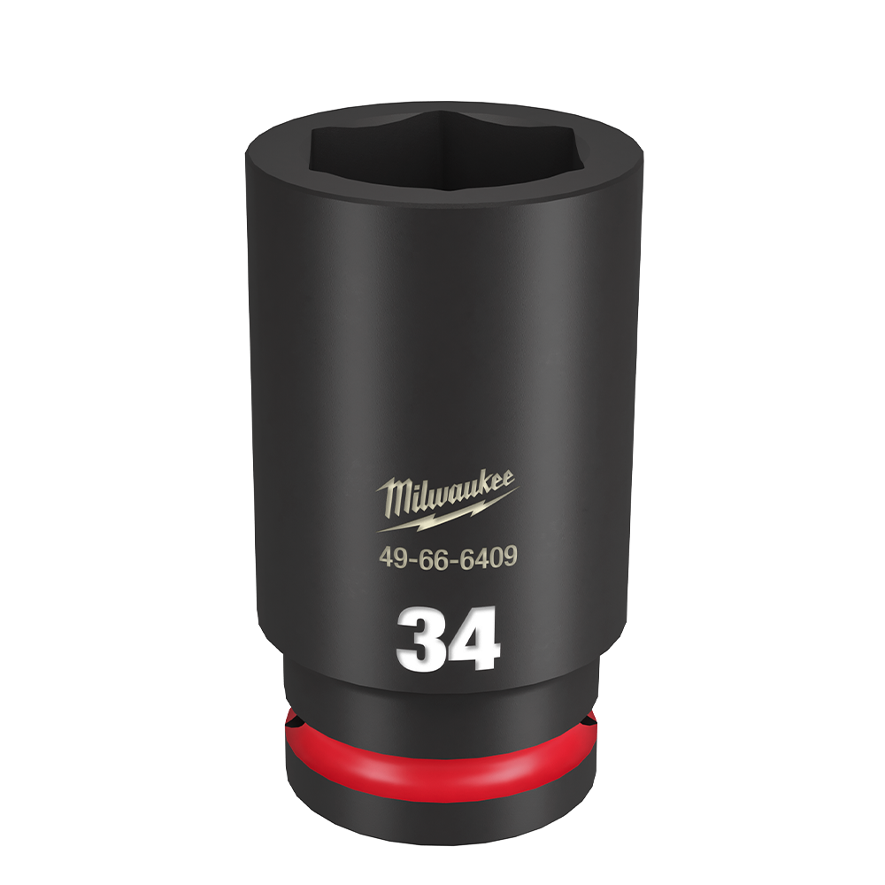 Milwaukee SHOCKWAVE™ 3/4" Drive 34mm Deep 6 Point Impact Socket - 49666409 - Available at Power Tool Specialists, Carlton, Victoria, Australia.