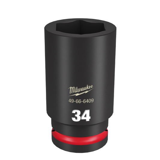 Milwaukee SHOCKWAVE™ 3/4" Drive 34mm Deep 6 Point Impact Socket - 49666409 - Available at Power Tool Specialists, Carlton, Victoria, Australia.