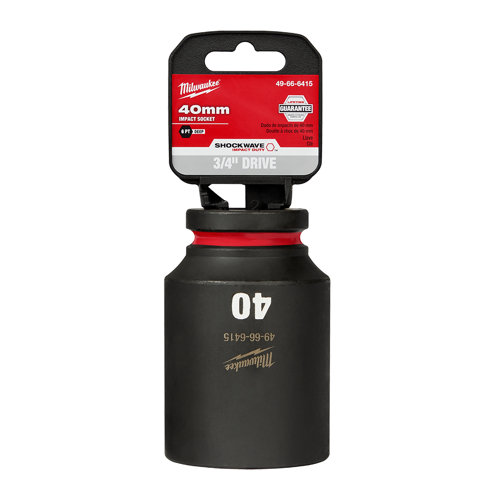 Milwaukee SHOCKWAVE™ 3/4" Drive 40mm Deep 6 Point Impact Socket - 49666415 - Available at Power Tool Specialists, Carlton, Victoria, Australia.