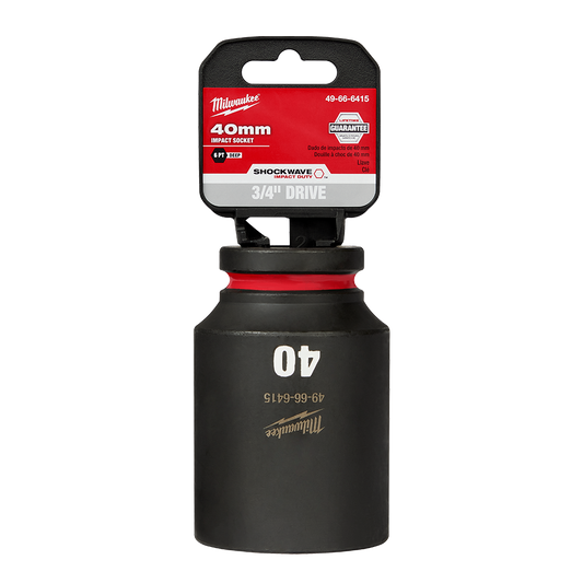 Milwaukee SHOCKWAVE™ 3/4" Drive 40mm Deep 6 Point Impact Socket - 49666415 - Available at Power Tool Specialists, Carlton, Victoria, Australia.