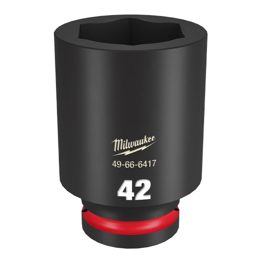 Milwaukee SHOCKWAVE™ 3/4" Drive 42mm Deep 6 Point Impact Socket - 49666417 - Available at Power Tool Specialists, Carlton, Victoria, Australia.