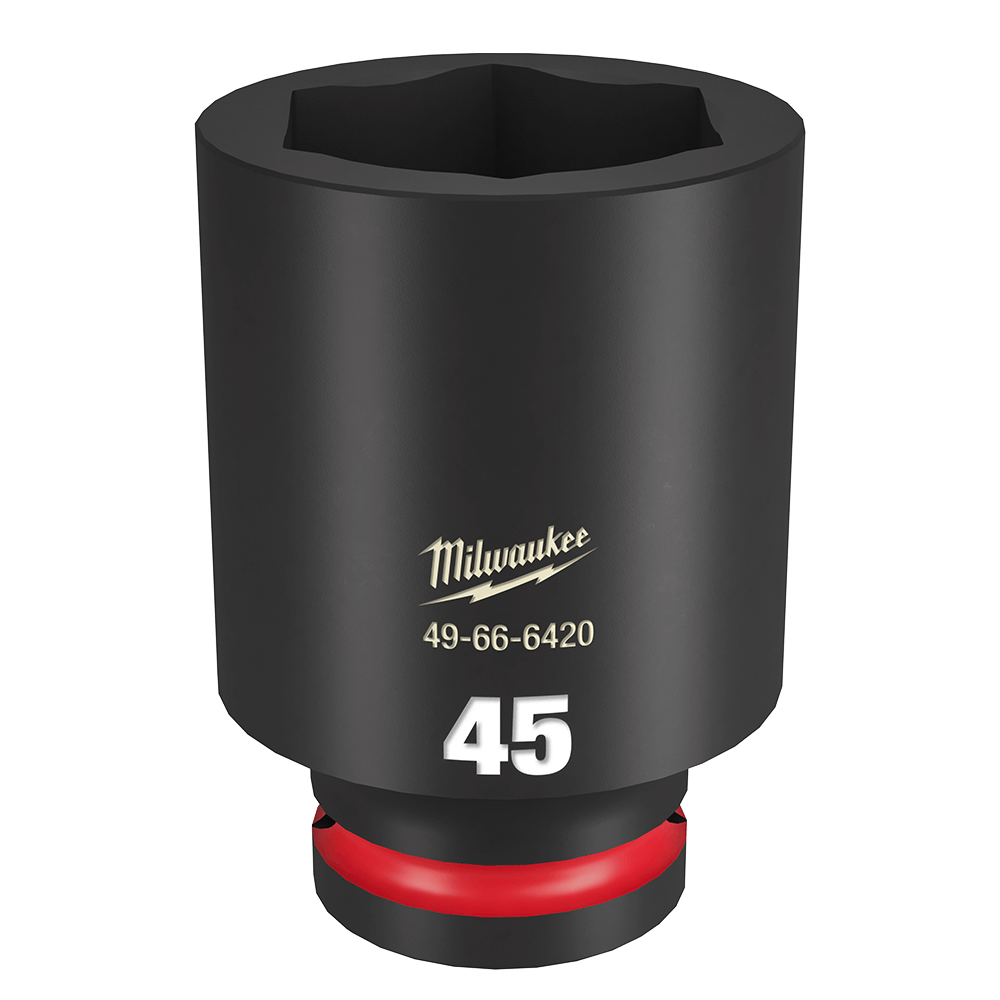 Milwaukee SHOCKWAVE™ 3/4" Drive 45mm Deep 6 Point Impact Socket - 49666420 - Available at Power Tool Specialists, Carlton, Victoria, Australia.