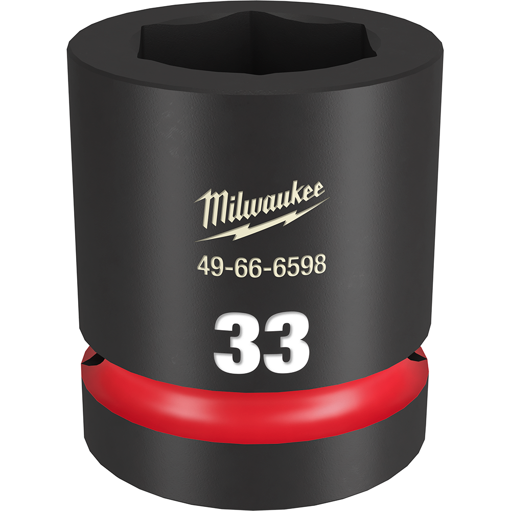 Milwaukee SHOCKWAVE™ 1" Drive 33mm Standard 6 Point Impact Socket - 49666598 - Available at Power Tool Specialists, Carlton, Victoria, Australia.