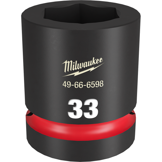 Milwaukee SHOCKWAVE™ 1" Drive 33mm Standard 6 Point Impact Socket - 49666598 - Available at Power Tool Specialists, Carlton, Victoria, Australia.
