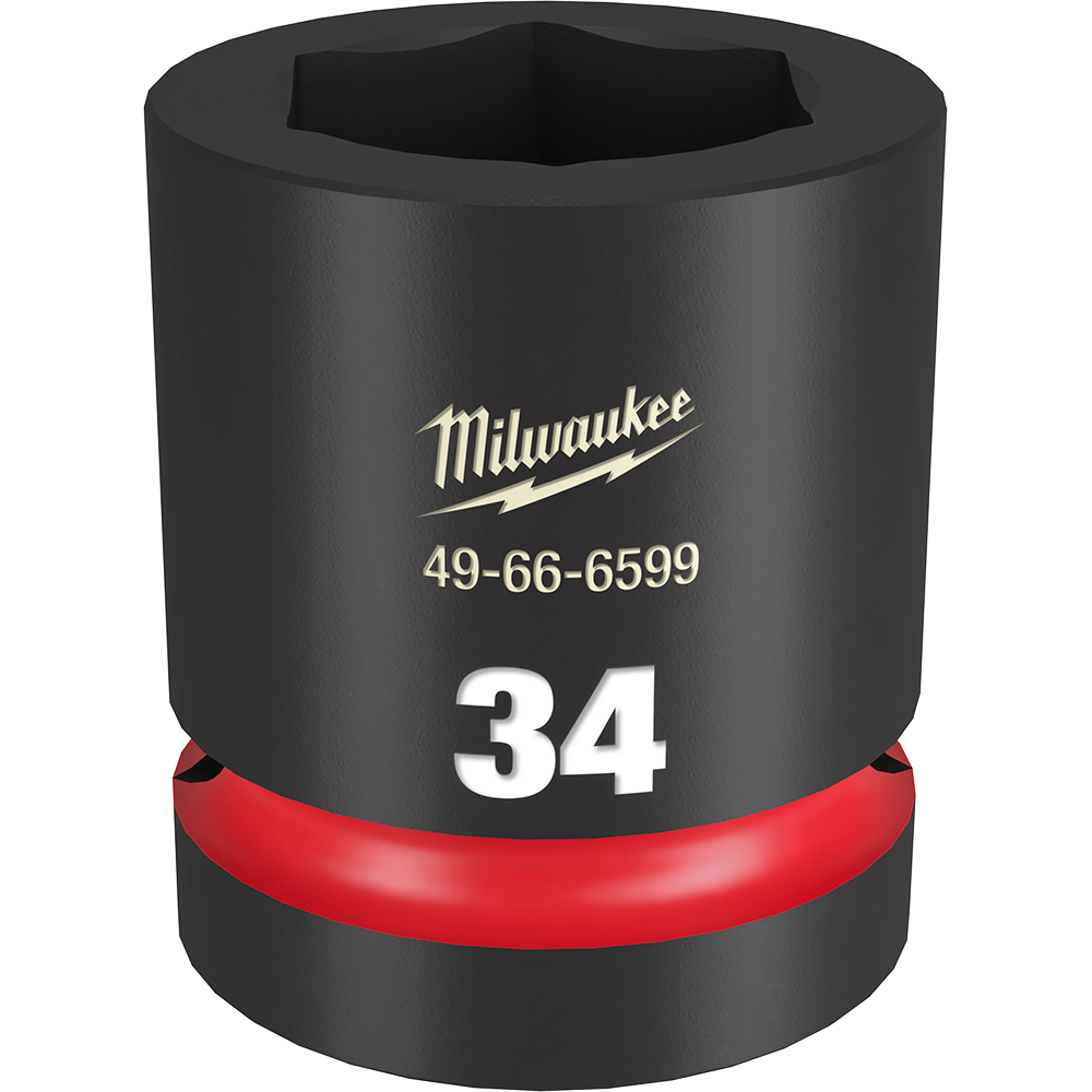 Milwaukee SHOCKWAVE™ 1" Drive 34mm Standard 6 Point Impact Socket - 49666599 - Available at Power Tool Specialists, Carlton, Victoria, Australia.