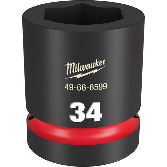 Milwaukee SHOCKWAVE™ 1" Drive 34mm Standard 6 Point Impact Socket - 49666599 - Available at Power Tool Specialists, Carlton, Victoria, Australia.