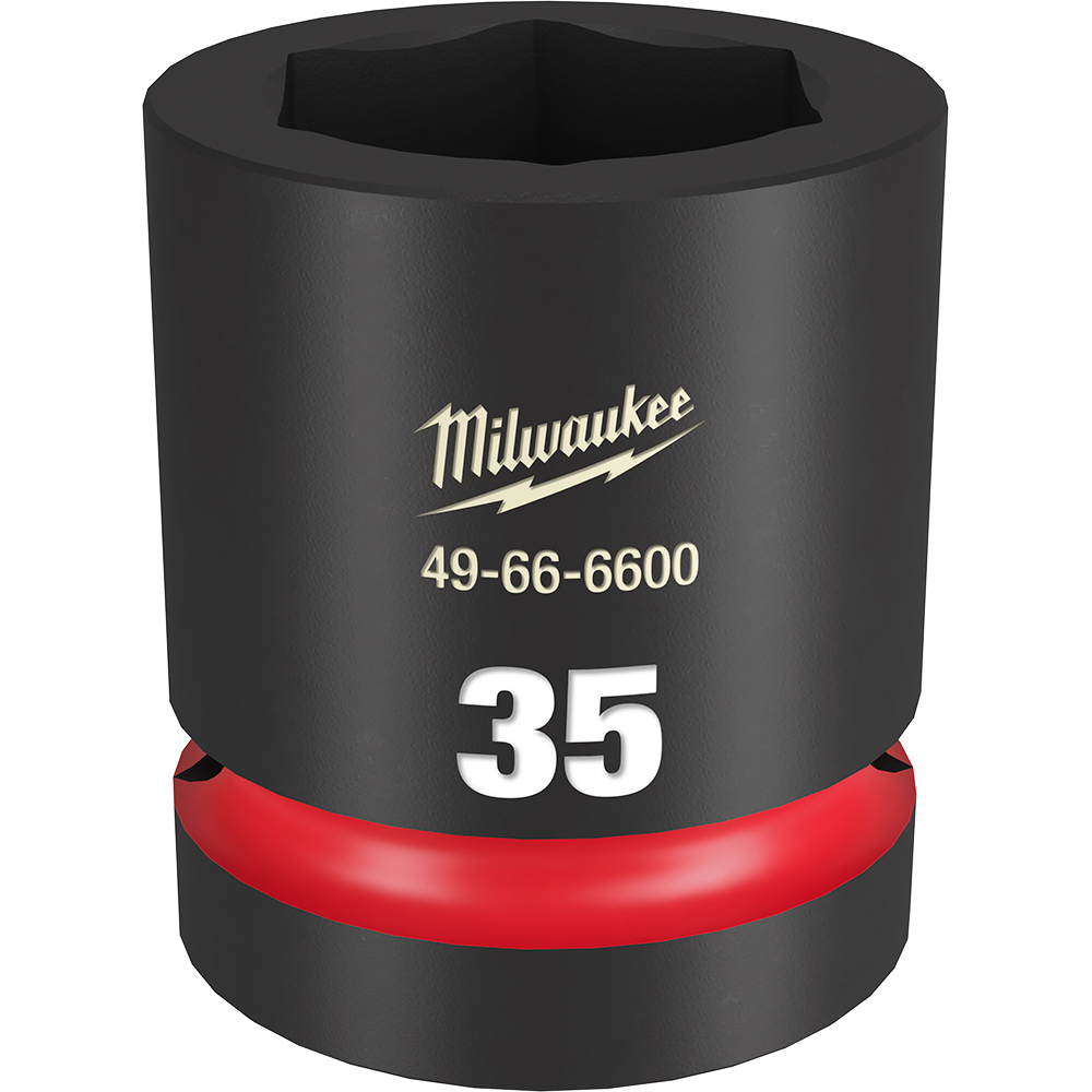 Milwaukee SHOCKWAVE™ 1" Drive 35mm Standard 6 Point Impact Socket - 49666600 - Available at Power Tool Specialists, Carlton, Victoria, Australia.