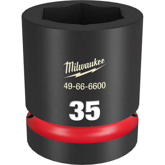 Milwaukee SHOCKWAVE™ 1" Drive 35mm Standard 6 Point Impact Socket - 49666600 - Available at Power Tool Specialists, Carlton, Victoria, Australia.