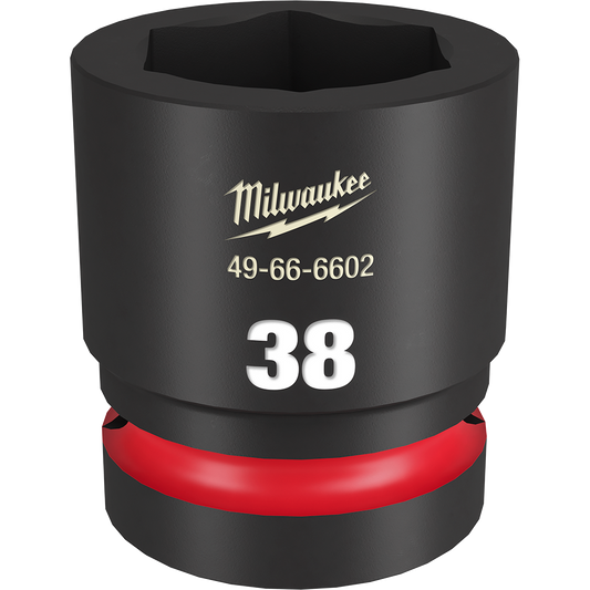 Milwaukee SHOCKWAVE™ 1" Drive 38mm Standard 6 Point Impact Socket - 49666602 - Available at Power Tool Specialists, Carlton, Victoria, Australia.