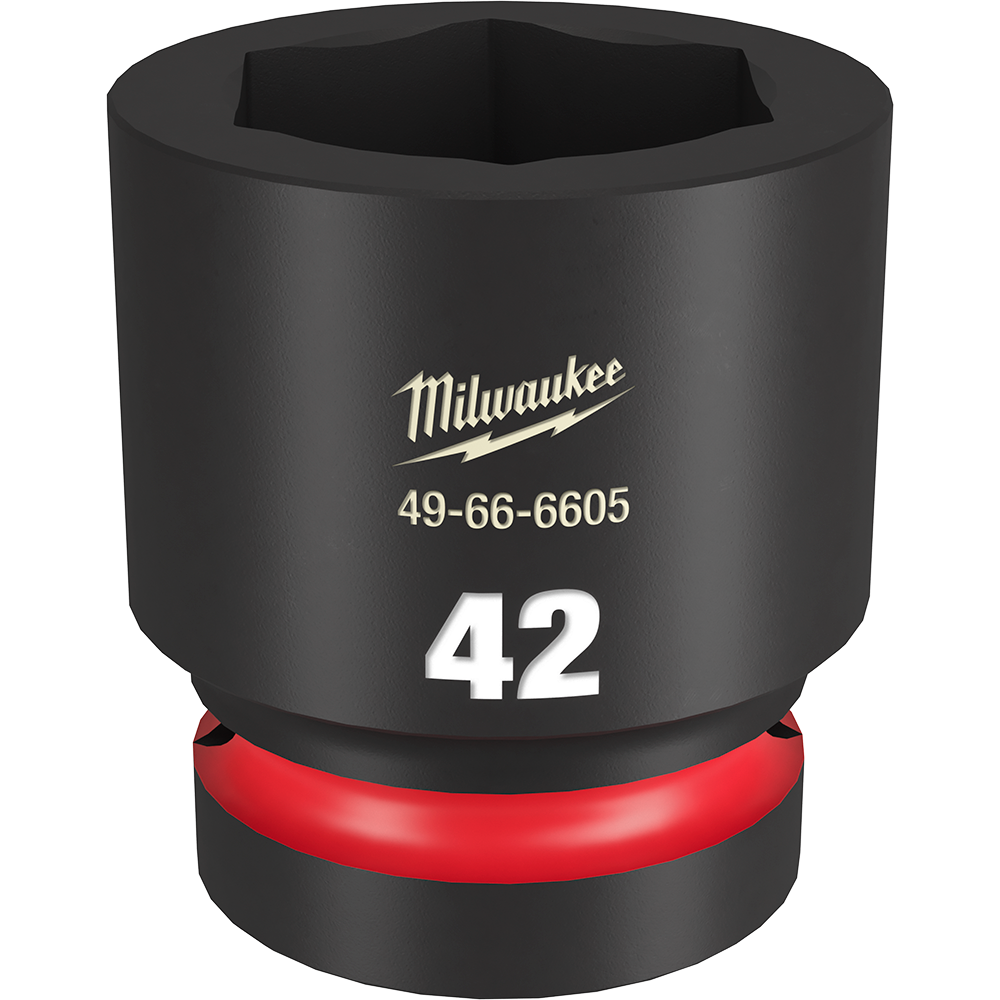 Milwaukee SHOCKWAVE™ 1" Drive 42mm Standard 6 Point Impact Socket - 49666605 - Available at Power Tool Specialists, Carlton, Victoria, Australia.