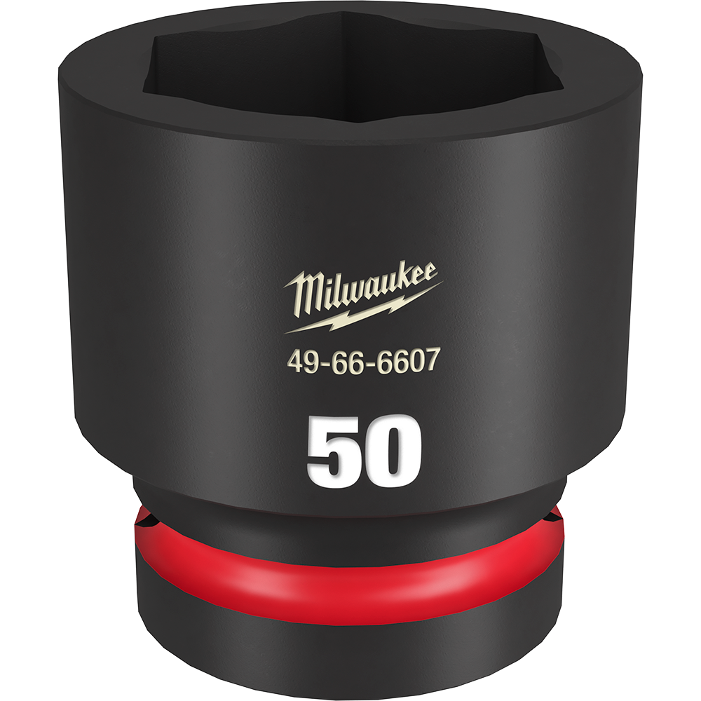 Milwaukee SHOCKWAVE™ 1" Drive 50mm Standard 6 Point Impact Socket - 49666607 - Available at Power Tool Specialists, Carlton, Victoria, Australia.
