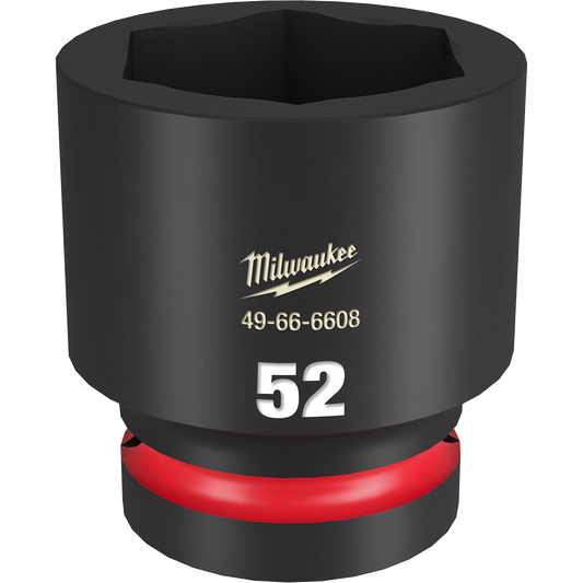 Milwaukee SHOCKWAVE™ 1" Drive 52mm Standard 6 Point Impact Socket - 49666608 - Available at Power Tool Specialists, Carlton, Victoria, Australia.